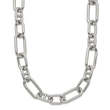 Chisel Stainless Steel Polished 9mm 16 inch Plus 2 inch Extension Open Link Necklace