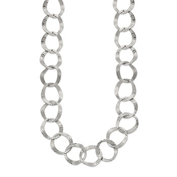 Chisel Stainless Steel Polished and Textured Open Circles 18 inch Plus a 2 inch Extension Necklace — alternate view