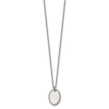 Chisel Stainless Steel Polished Oval Disc on an 18 inch Plus a 2 inch Extension Cable Chain Necklace — alternate view