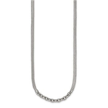 Chisel Stainless Steel Polished Two-Strand 18 inch Plus 2 inch Extension Necklace — alternate view