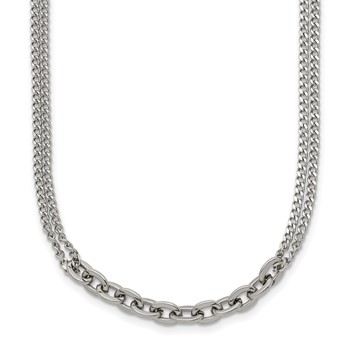 Chisel Stainless Steel Polished Two-Strand 18 inch Plus 2 inch Extension Necklace