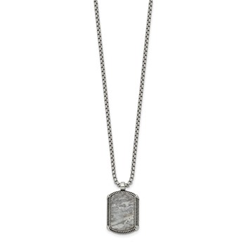 Chisel Stainless Steel Antiqued and Polished Jasper Dog Tag on a 20 inch Box Chain Necklace — alternate view