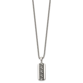 Chisel Stainless Steel Antiqued and Polished Pendant on a 20 inch Box Chain Necklace — alternate view