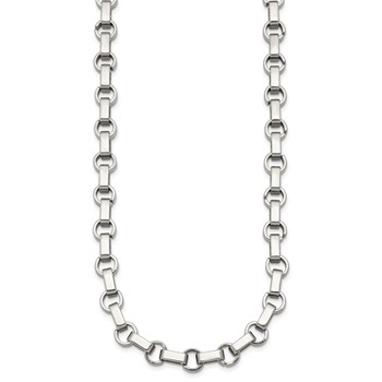 Chisel Stainless Steel Polished 7mm 24.5 inch Fancy Rolo Chain Necklace — alternate view