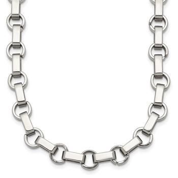 Chisel Stainless Steel Polished 7mm 24.5 inch Fancy Rolo Chain Necklace