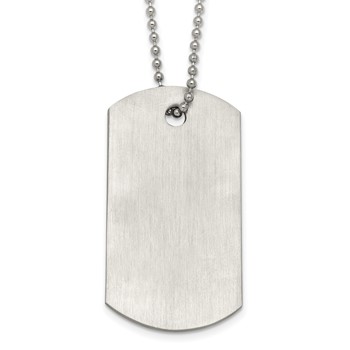 Stainless Steel Brushed 1.45mm Dog Tag 22in Necklace