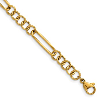 Stainless Steel Polished Yellow IP 5.25mm Pocket Watch Chain Style Necklace