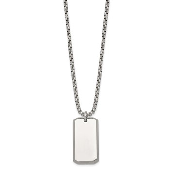 Stainless Steel Polished Dog Tag 24in Necklace — alternate view