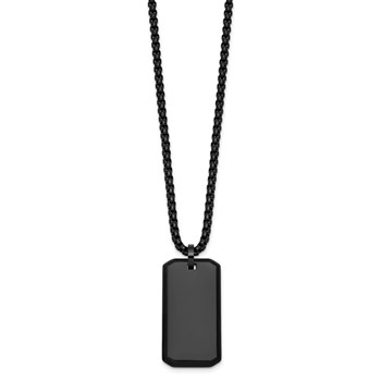 Stainless Steel Polished Black IP-plated Dog Tag 24in Necklace — alternate view