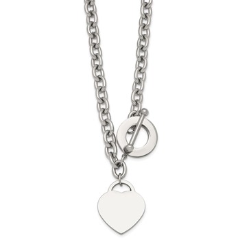 Chisel Stainless Steel Polished Heart Charm 20 inch Toggle Necklace — alternate view