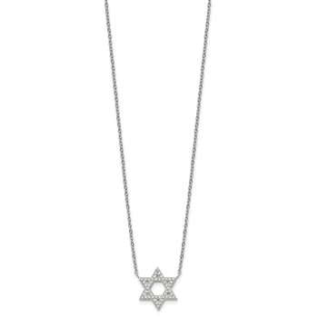 Chisel Stainless Steel Polished with CZ Star of David 18 inch with 2 inch Extension Necklace — alternate view
