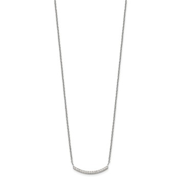 Chisel Stainless Steel Polished CZ Curved Bar 18 inch with 2 inch Extension Necklace — alternate view