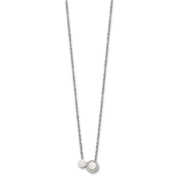 Stainless Steel Polished with CZ Cirlces 18in with 1.75in ext. Necklace — alternate view