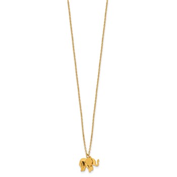 Stainless Steel Polished Yellow IP 3D Elephant 16in w/2in ext. Necklace — alternate view