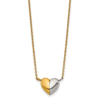 Chisel Stainless Steel Polished Yellow IP Magnetic Heart 18 inch with 2 inch Extension Necklace