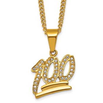 Chisel Stainless Steel Polished Yellow IP-plated Crystal 100% 24 inch Curb Chain Necklace