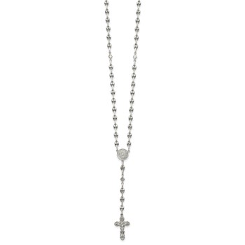 Stainless Steel with 925 Polished 21in Rosary Necklace — alternate view