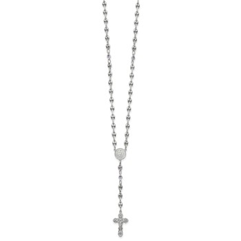 Stainless Steel w/925 Polished Light Purple CZ 21in Rosary Necklace — alternate view