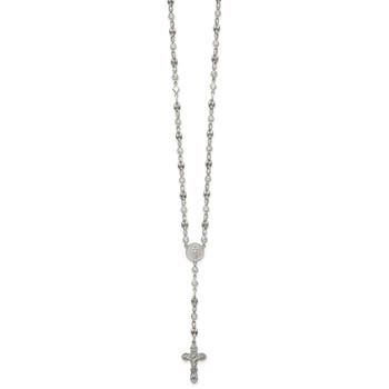 Stainless Steel with 925 Polished CZ 22in Rosary Necklace — alternate view