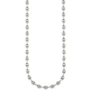 Chisel Stainless Steel with Sterling Silver Polished 18 inch Anchor Link Necklace — alternate view