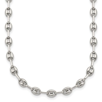 Chisel Stainless Steel with Sterling Silver Polished 18 inch Anchor Link Necklace