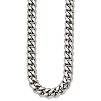 Chisel Stainless Steel Polished 12mm 24 inch Curb Link Necklace with CZ Clasp — alternate view