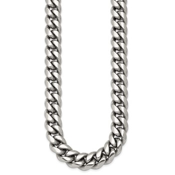 Chisel Stainless Steel Polished 12mm 24 inch Curb Link Necklace with CZ Clasp — alternate view
