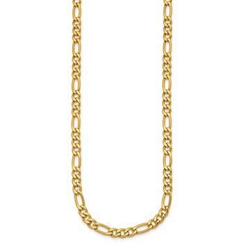 Chisel Stainless Steel Polished Yellow IP-plated 4.50mm 24 inch Flat Figaro Necklace — alternate view