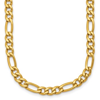 Chisel Stainless Steel Polished Yellow IP-plated 4.50mm 24 inch Flat Figaro Necklace