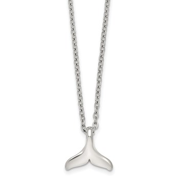 Chisel Stainless Steel Polished Whale Tail 20 inch with 2 inch Extension Cable Chain Necklace