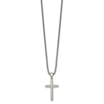 Stainless Steel Polished 24 in Cross Necklace — alternate view