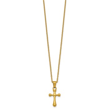 Stainless Steel Polished Yellow IP-plated 20 in w/2 in ext. Cross Necklace — alternate view