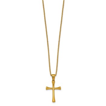 Stainless Steel Polished Yellow IP-plated 24 in w/2 in ext. Cross Necklace — alternate view