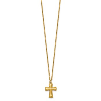Stainless Steel Polished Yellow IP-plated 20in w/2in ext. Cross Necklace — alternate view
