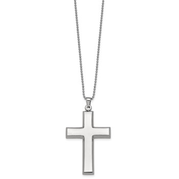 Stainless Steel Polished Cross 22in Necklace — alternate view