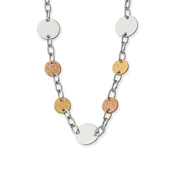 Stainless Steel Pink & Yellow IP-plated Circle 26.5in Necklace