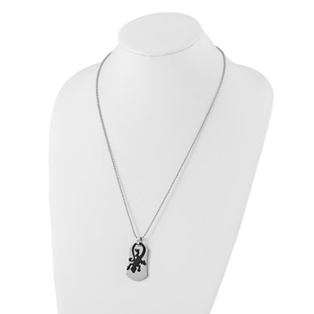 Stainless Steel Polished & Black Enamel Lizard Necklace — alternate view