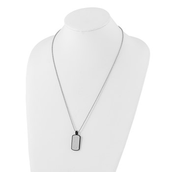 Stainless Steel Black PVD-plated CZ Live Dream Believe Dogtag Necklace — alternate view