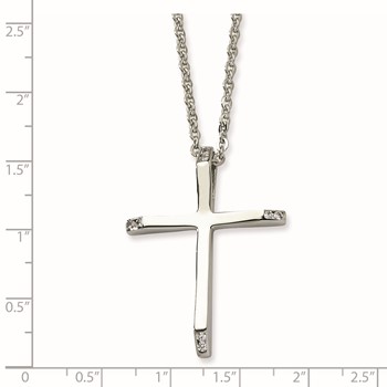 Stainless Steel CZ Cross Pendant 22in Necklace — alternate view