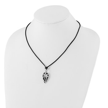 Stainless Steel Polished Black Resin Pendant w/ 2 in ext Necklace — alternate view