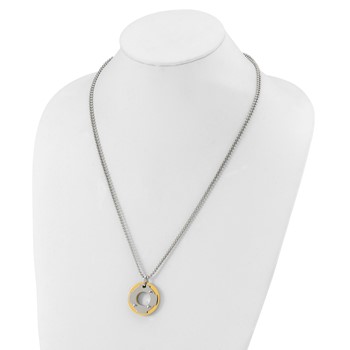 Stainless Steel Yellow IP-plated Circle Double Necklace — alternate view