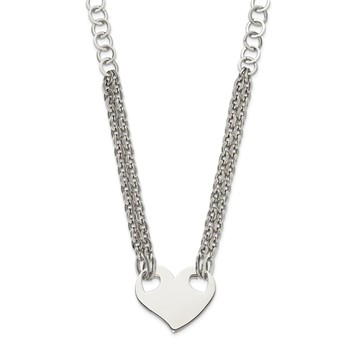 Stainless Steel Polished Heart 20in Necklace