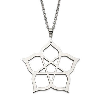 Stainless Steel Fancy Polished Flower 22in Necklace