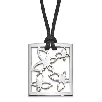 Stainless Steel Polished Square Butterfly Necklace