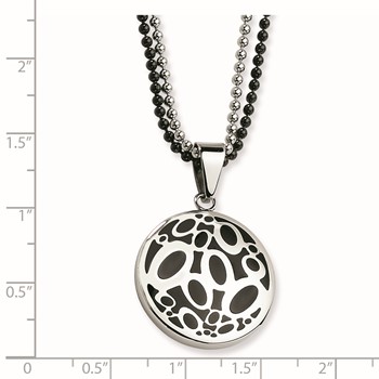 Stainless Steel Black Rubber Fancy Circles 22in Necklace — alternate view
