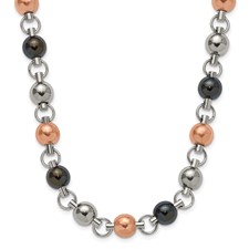 Image of Stainless Steel Rose & Black IP Plated 20in Necklace