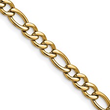 Image of Chisel Stainless Steel Polished Yellow IP-plated 5.3mm 18 inch Figaro Chain