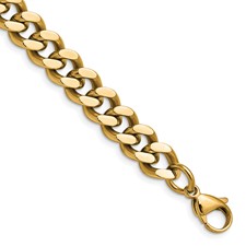 Image of Chisel Stainless Steel Polished Yellow IP-plated 9.5mm 7.75 inch Curb Chain