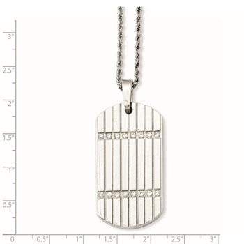 Stainless Steel CZ Dog Tag Pendant — alternate view