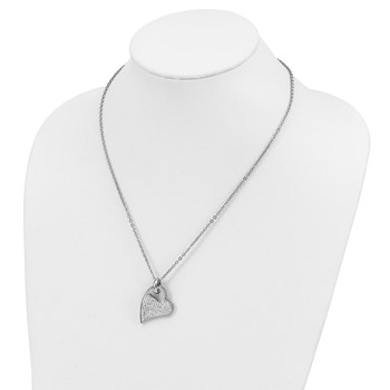 Stainless Steel Clear Crystal Heart Pendant Necklace — alternate view